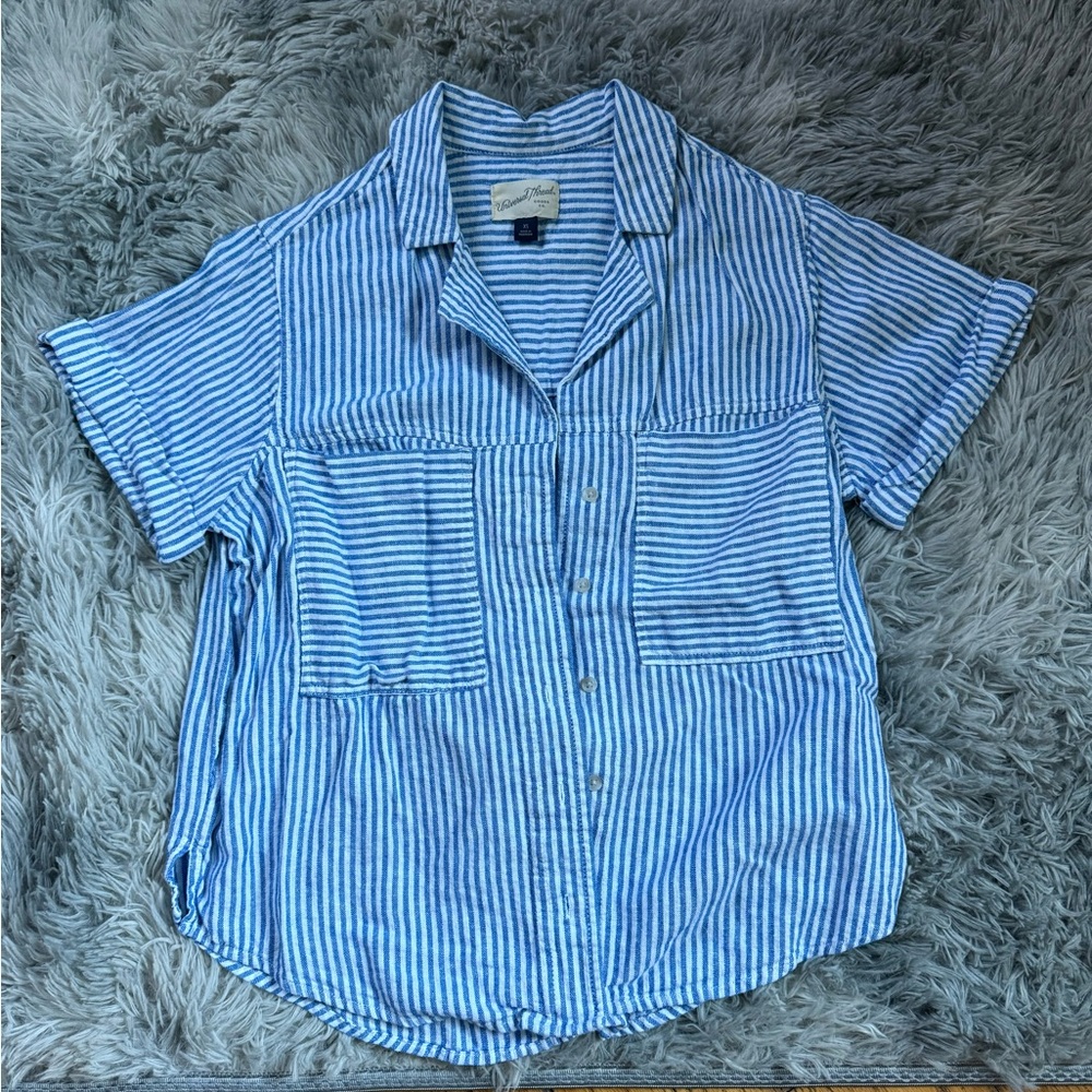 Blue Striped Button-Up Shirt